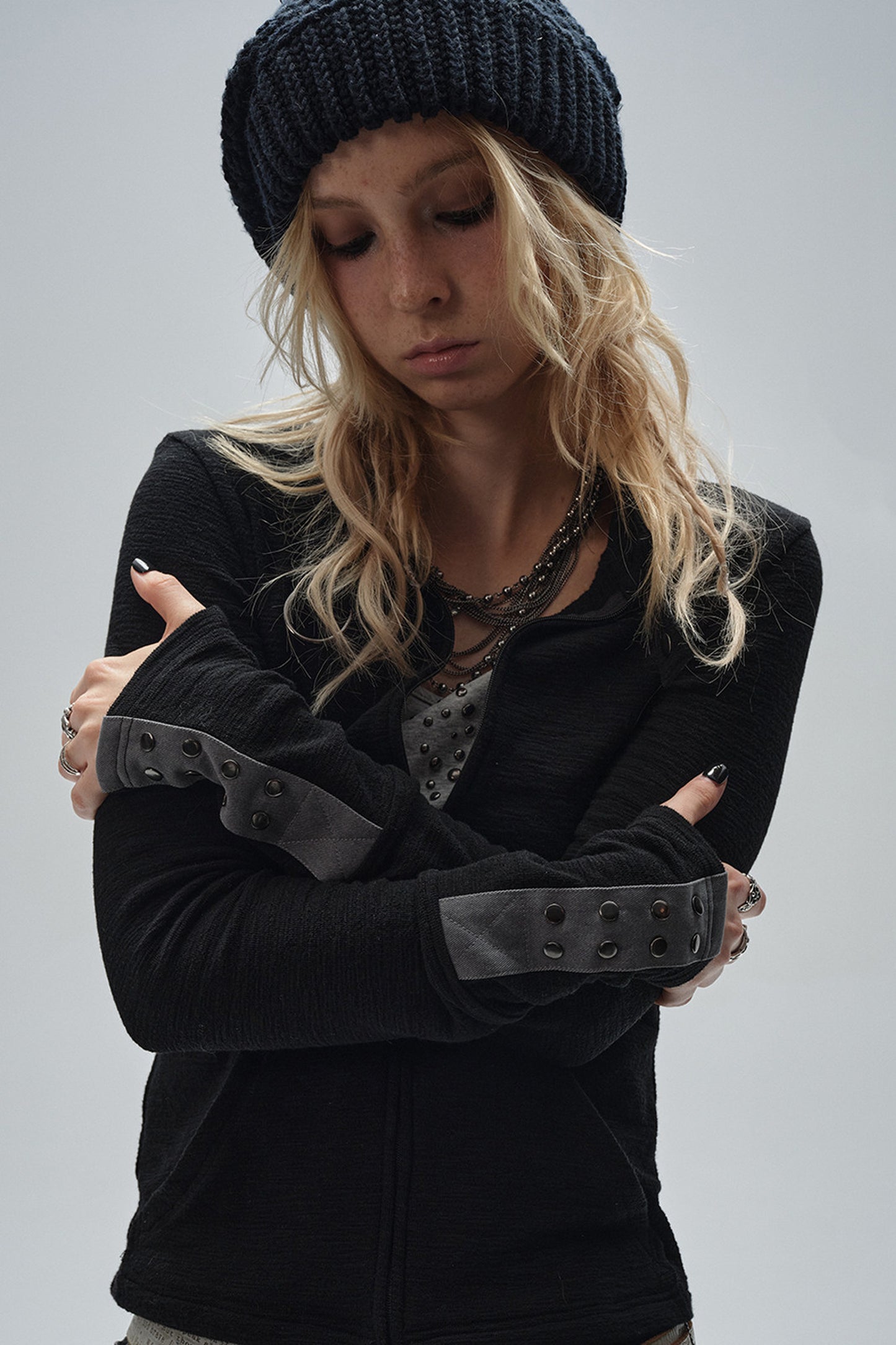 Patchwork Rivet Textured Jacket