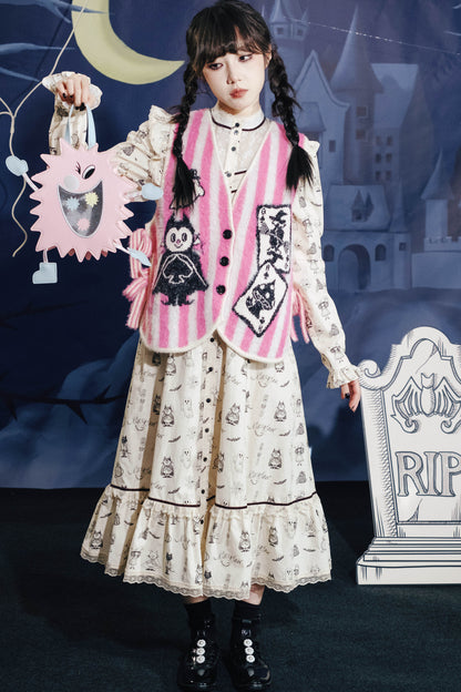 Dracula Poker rosa-weiß gestreifte Weste