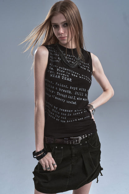 Twisted Letter Print Vest