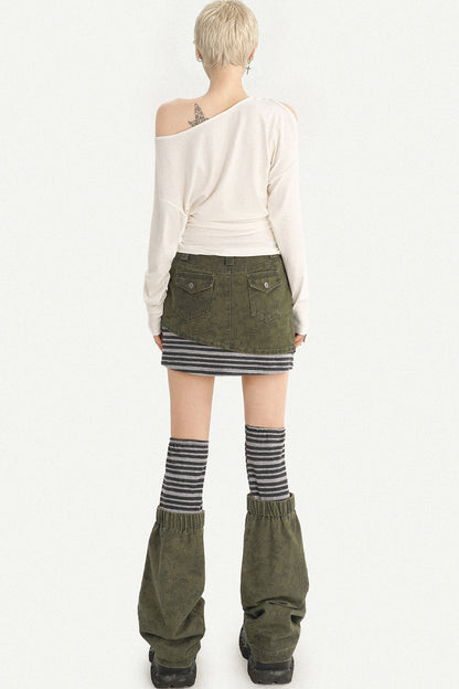 Off-Shoulder Letter Print Long-Sleeve T-Shirt