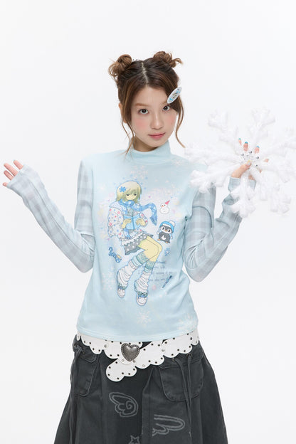 Octopus Grass Half-Turtleneck Top