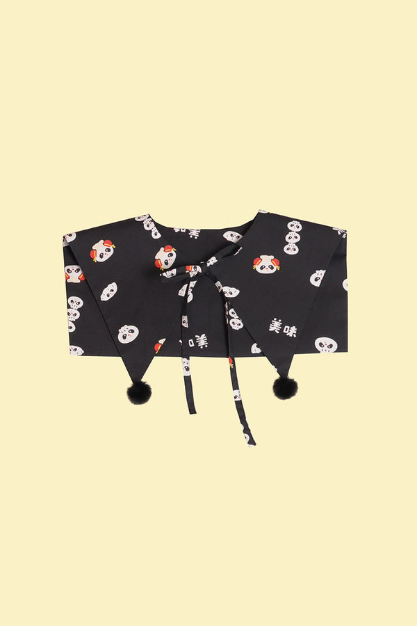 Panda Print Fake Collar