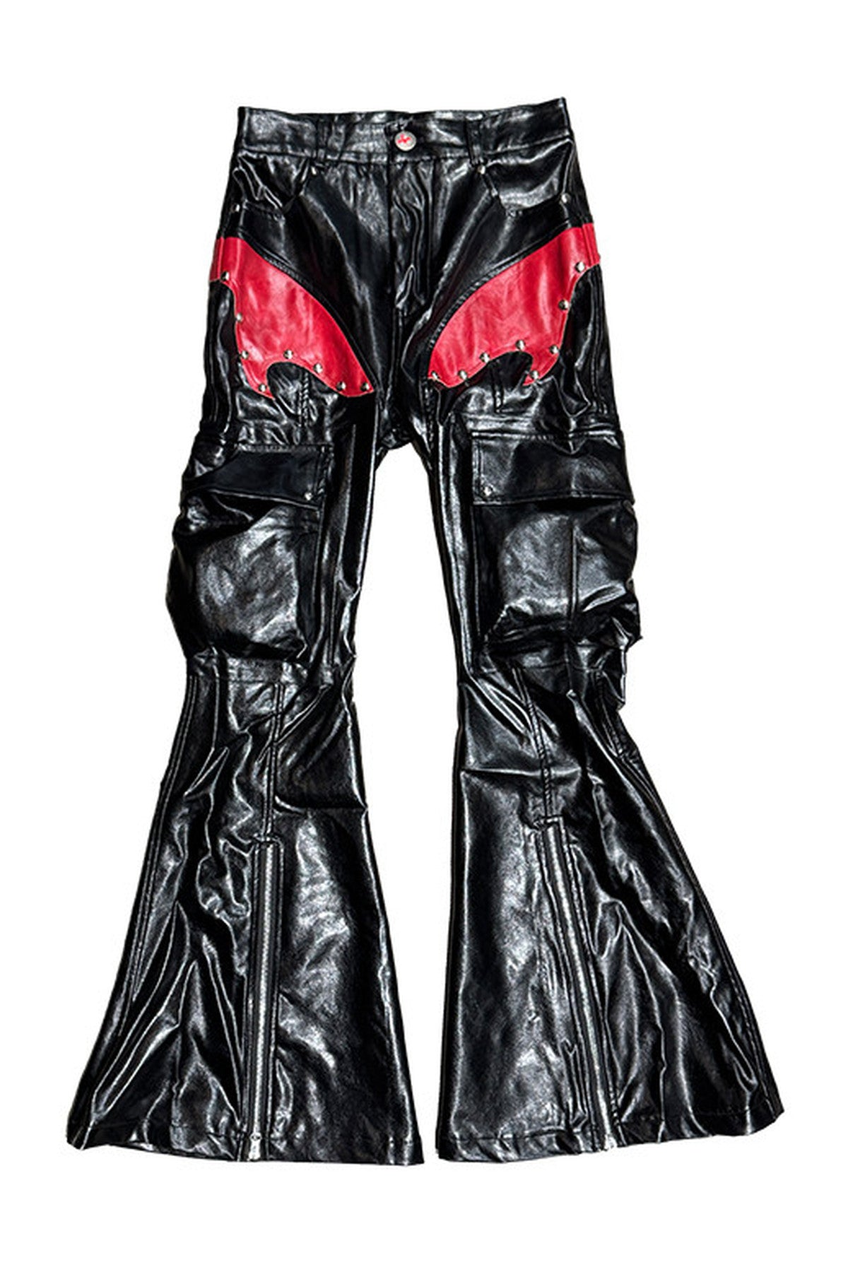 Rivet Flame PU Flare Pants