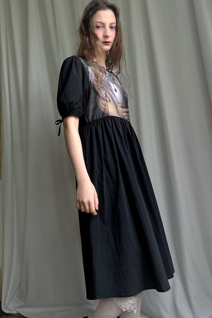 Tempera Oil Painting Print Short-Sleeved Dress