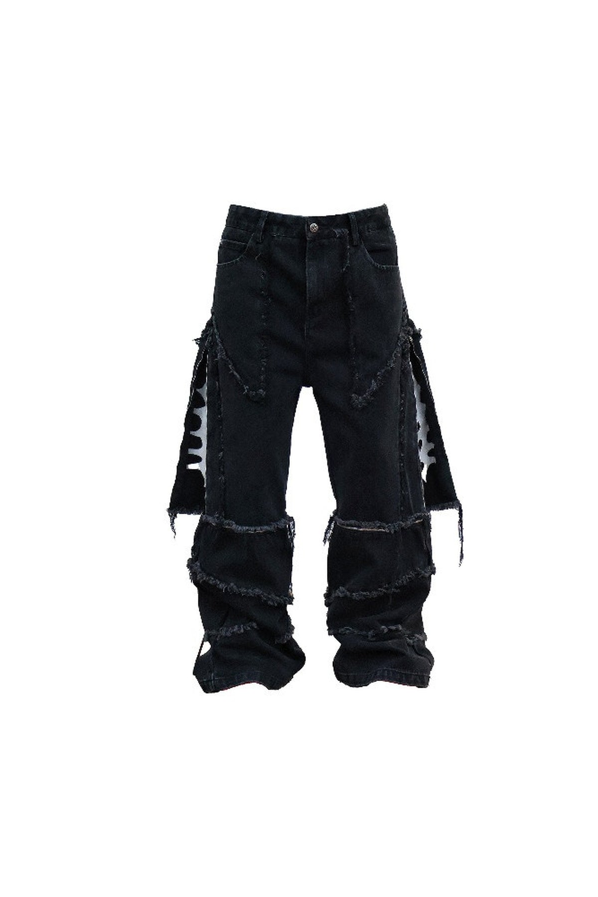 Detachable Wide-Leg Frayed Jeans