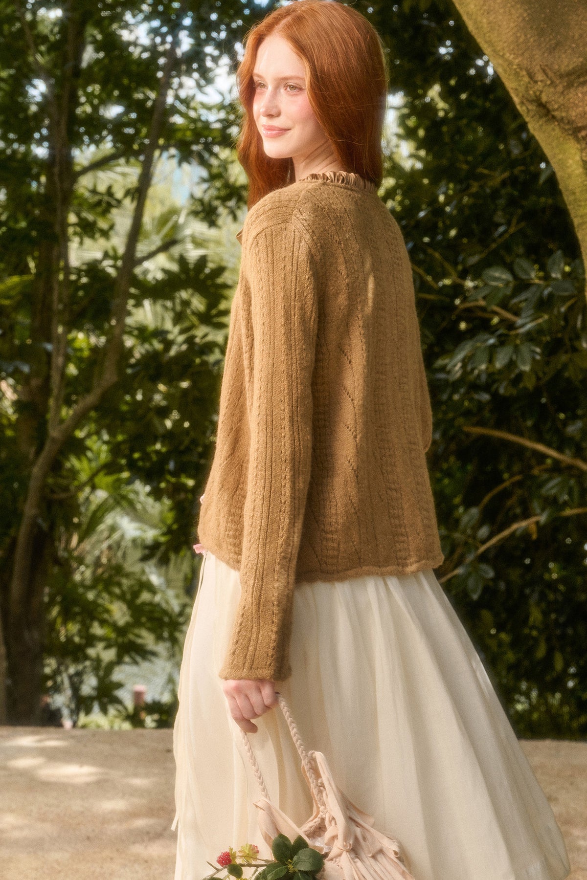 Soft Wool Ribbon Knit Cardigan