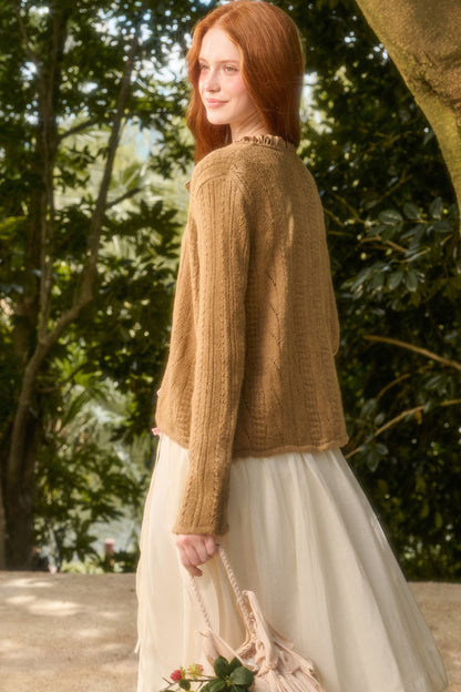 Soft Wool Ribbon Knit Cardigan
