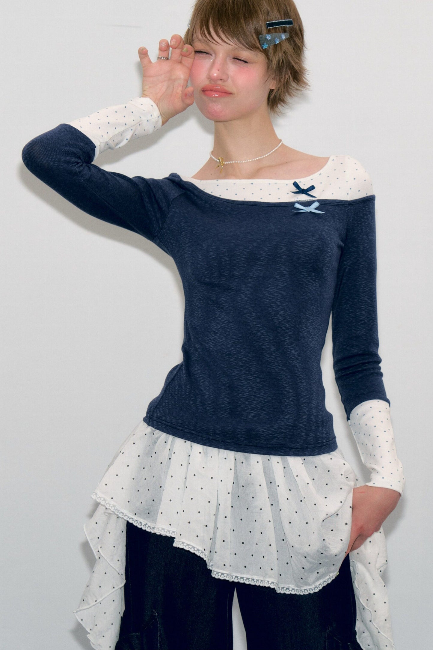 Haut en maille à pois d’automne