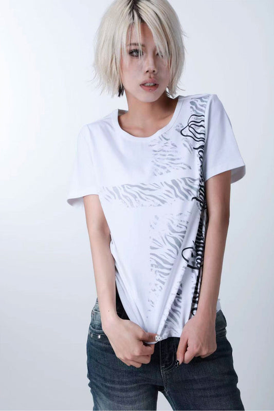 Zebra Print Slim-Fit T-Shirt