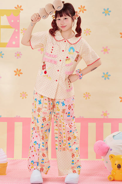 Bunte Patchwork-Hose mit weitem Bein