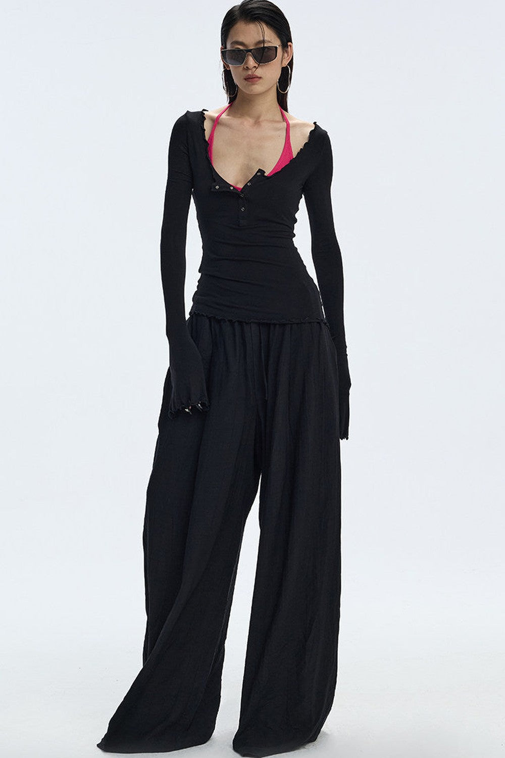 Black Textured Resort Shirt Pants Set-Up