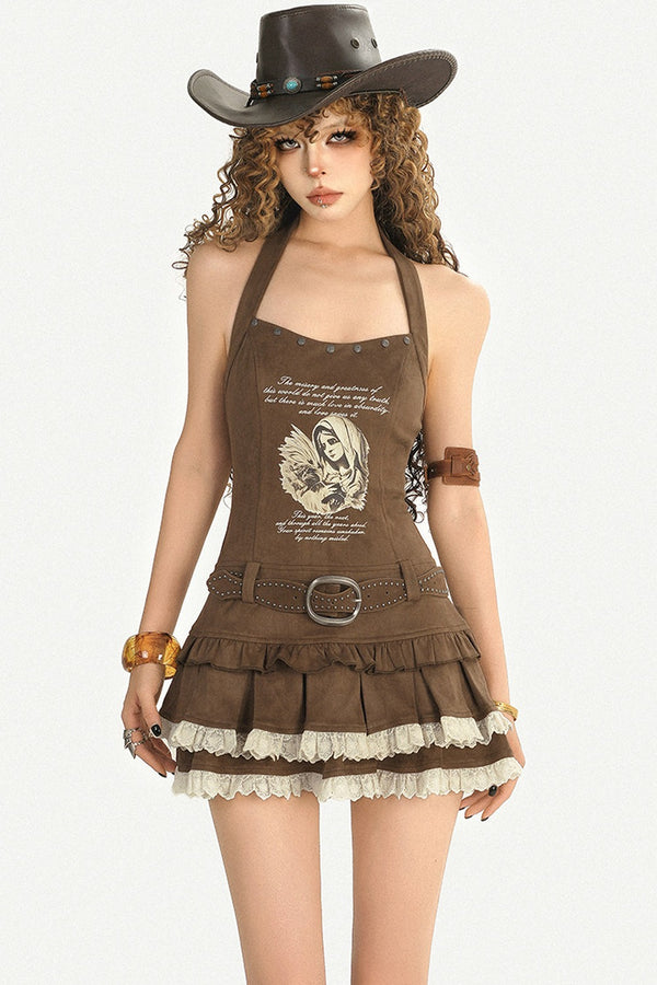 Printed Halter Cake Dress