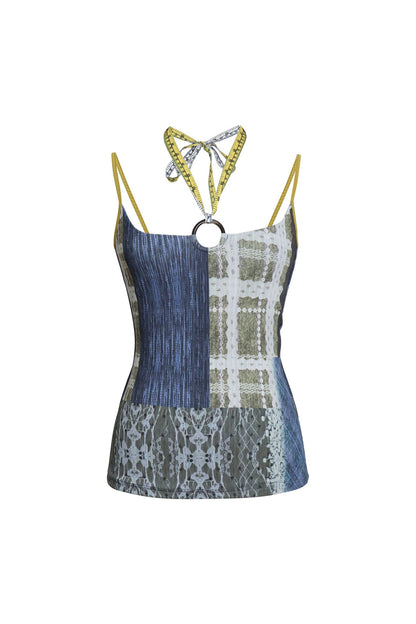 Retro Print Halter Camisole Top