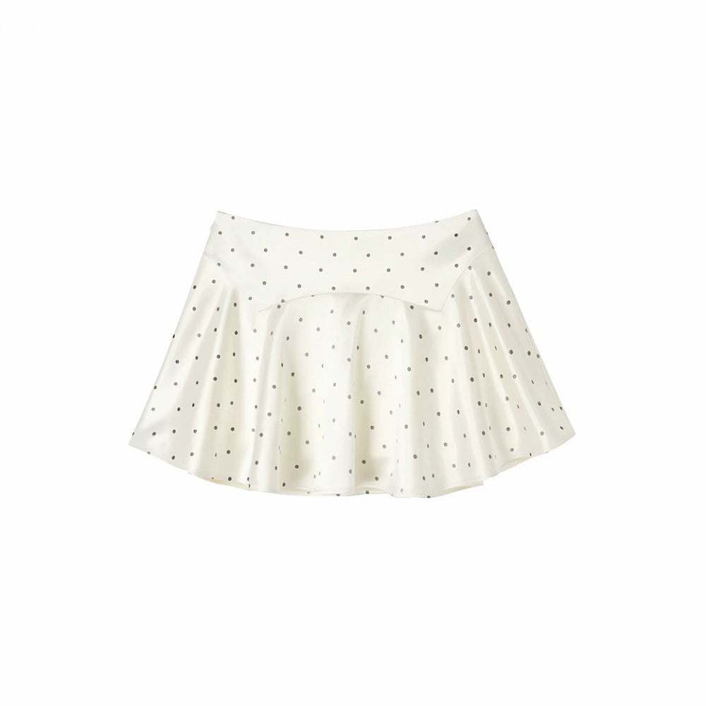 White Polka Dot Satin Top Set-Up
