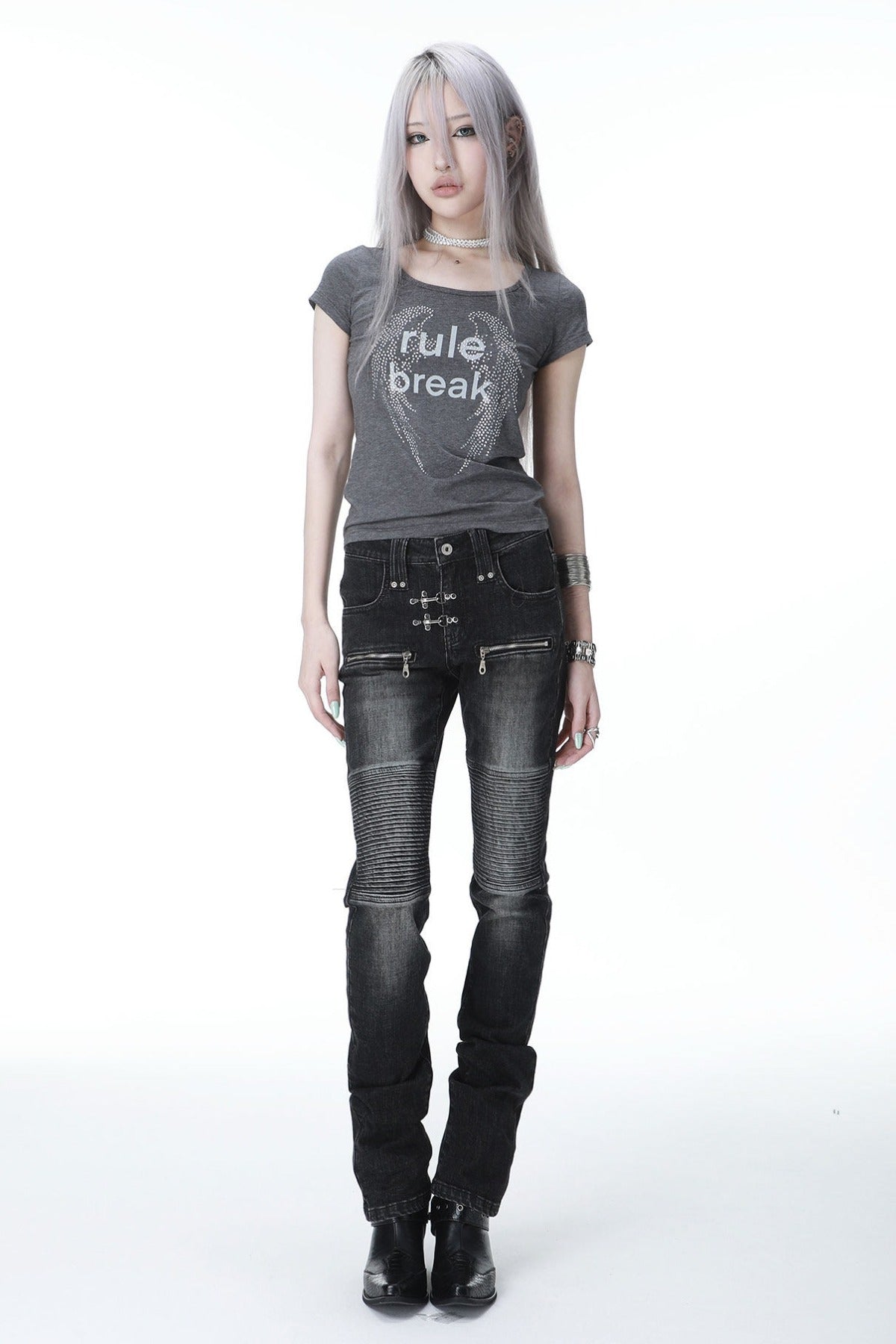 Damen-T-Shirt mit kurzen Ärmeln und Diamantflügeln