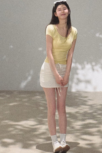 Bright Clouds Linen Skirt