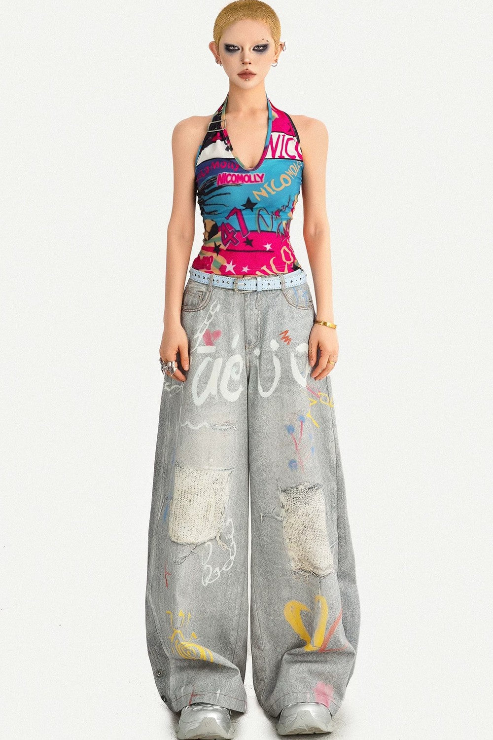 Graffiti Halter Backless Top