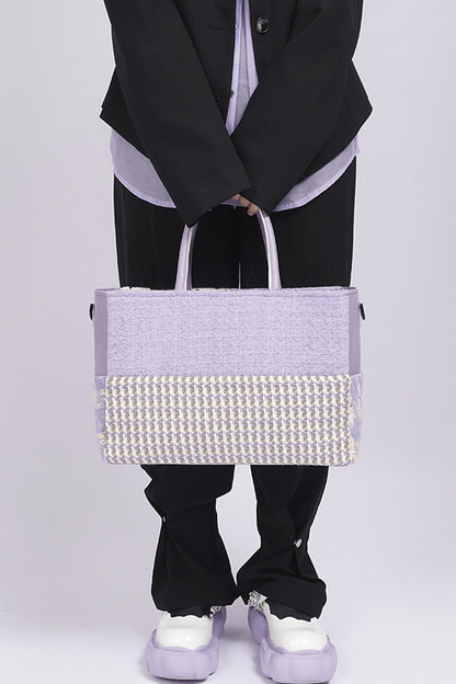 Y2K Leather Contrast Tote Bag