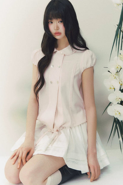 Retro Slimming Short Sleeve Blouse