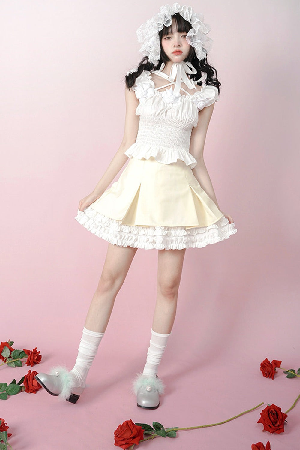 Heavenly Pleated Lace Skirt