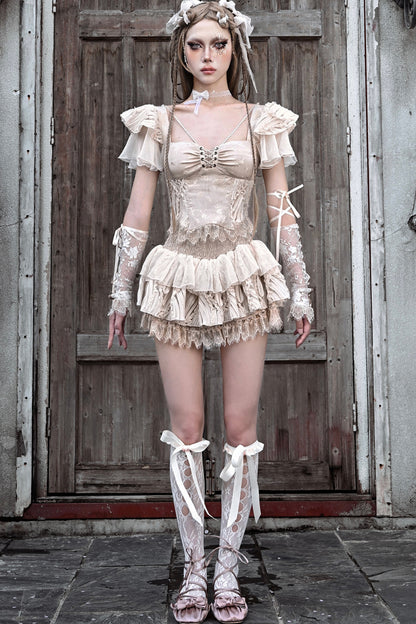 Lace Fishbone Top and Trailing Skirt Set-Up