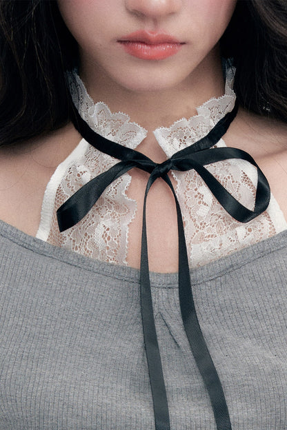 Lace Layered-Look Halter Top