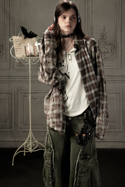 Coffee-Colored Plaid Shirt