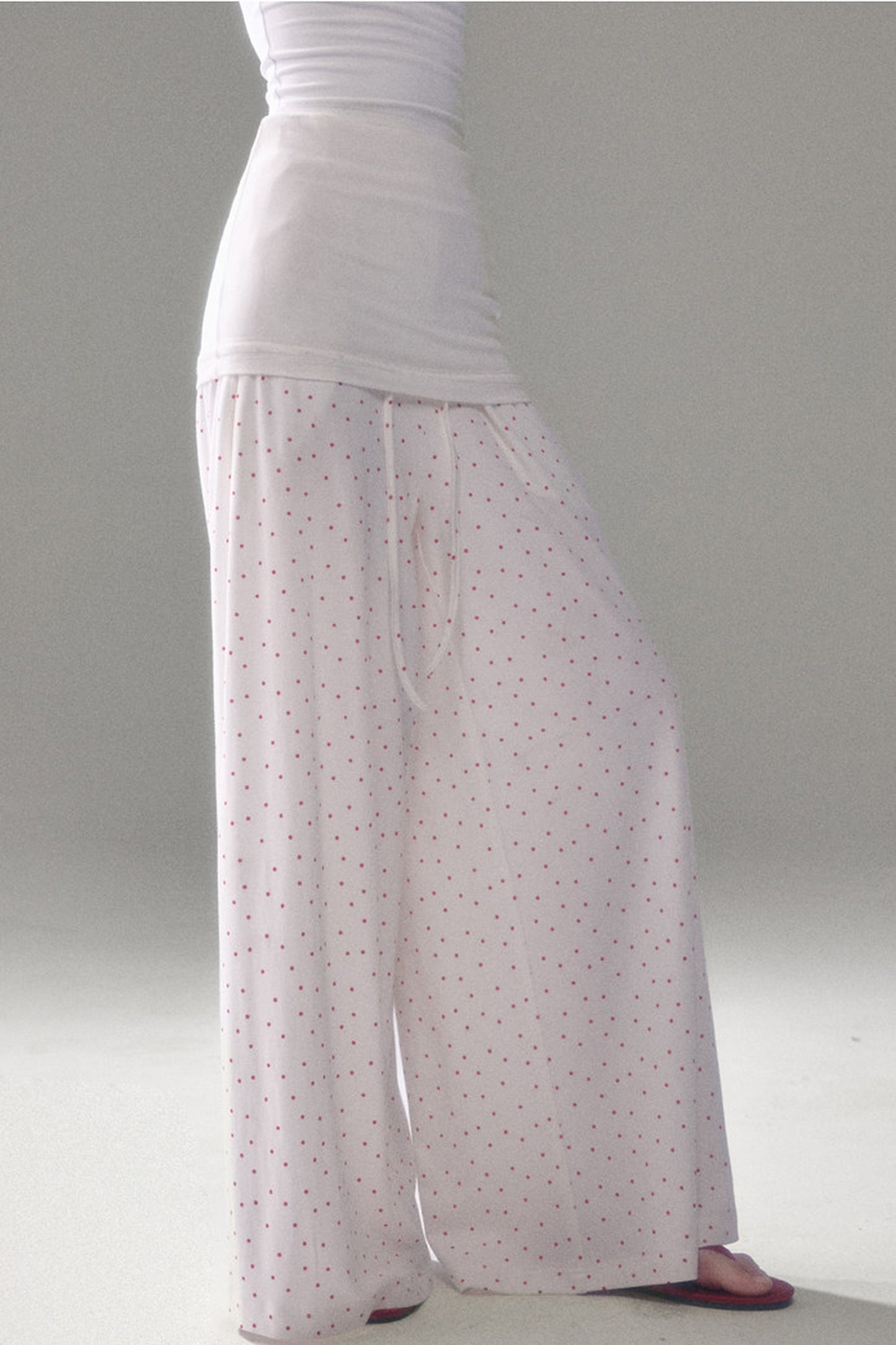 Retro Polka Dot Foldable Strapless Wide Leg Trousers