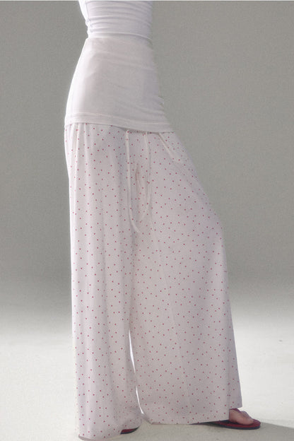 Retro Polka Dot Foldable Strapless Wide Leg Trousers