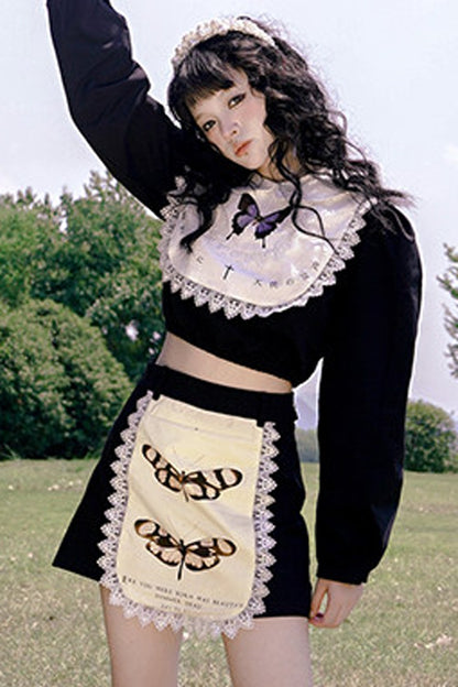 Gonna in pizzo con coniglietto rétro Showa