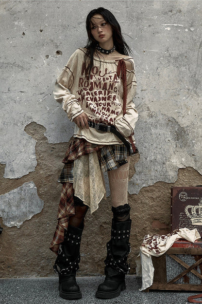 Patchwork Plaid Asymmetrical Skirt