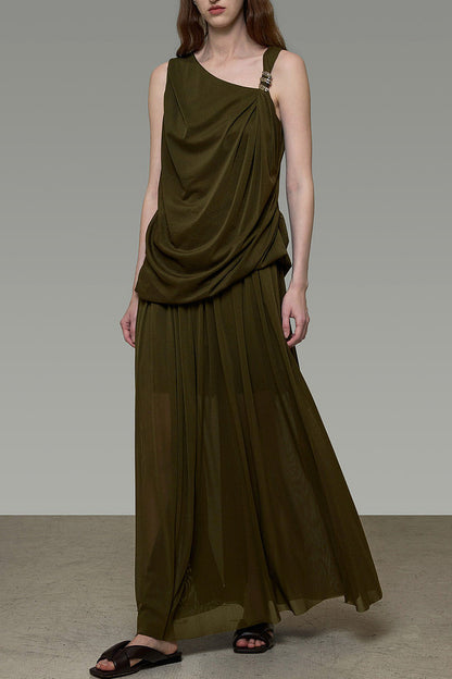 Sleeveless Top with Drapey Skirt Set-Up