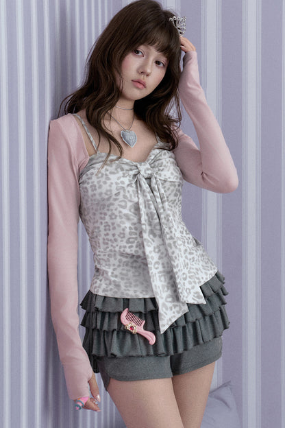 Pink Leopard Sweetheart Top
