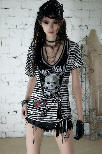 Vintage Asymmetrical Printed Top