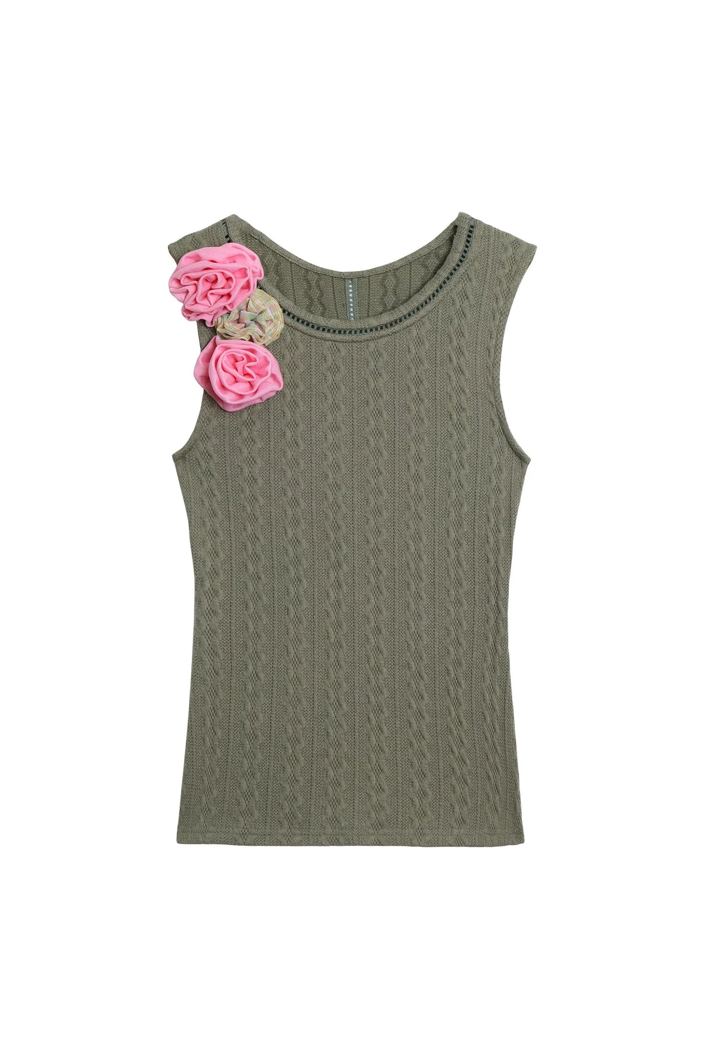 Floral Color-Block Knitted Camisole Top