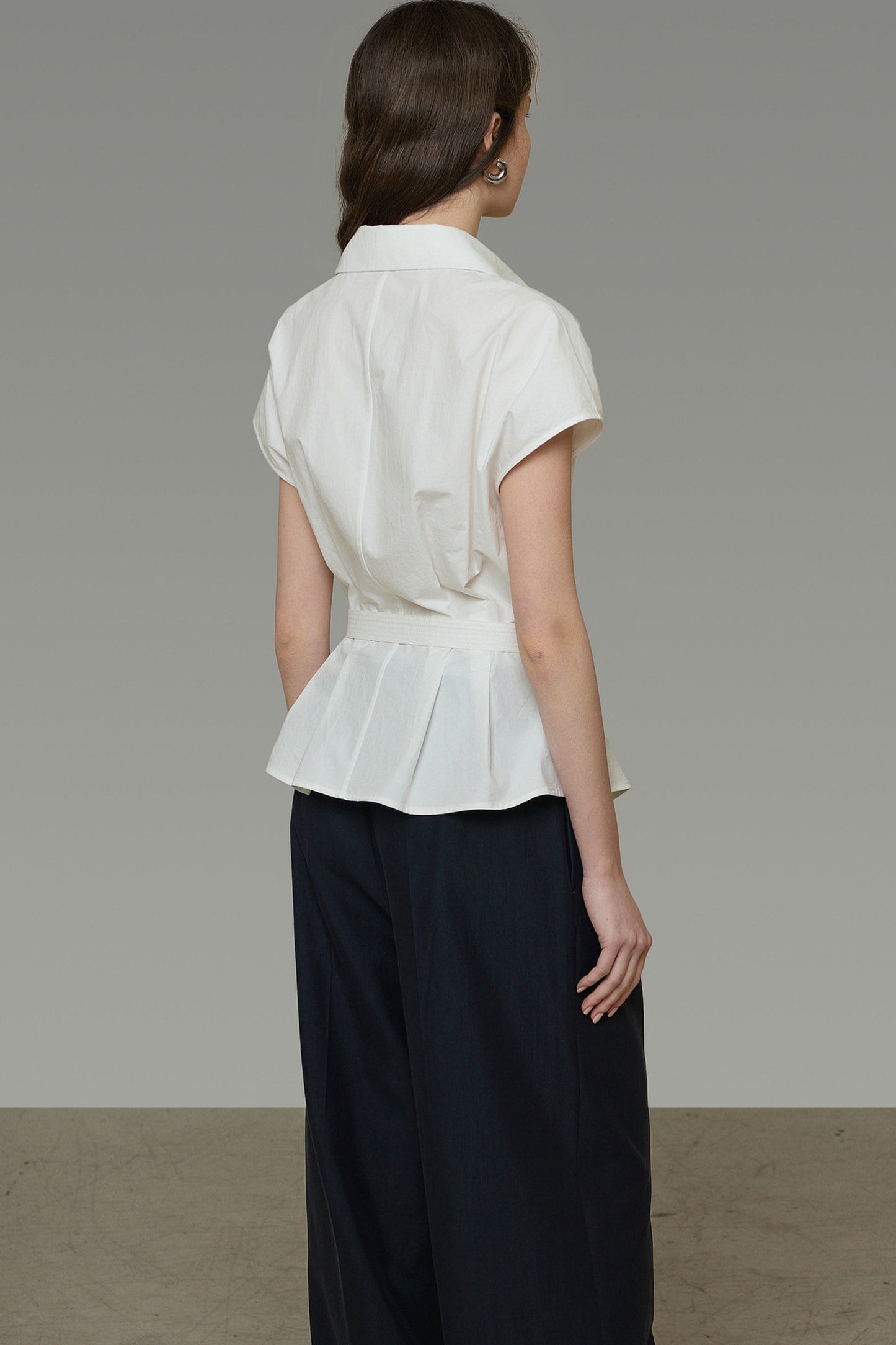 Elegant Pleated Short-Sleeved Shirt