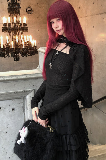 Lace Feather Bolero And Camisole Set-Up