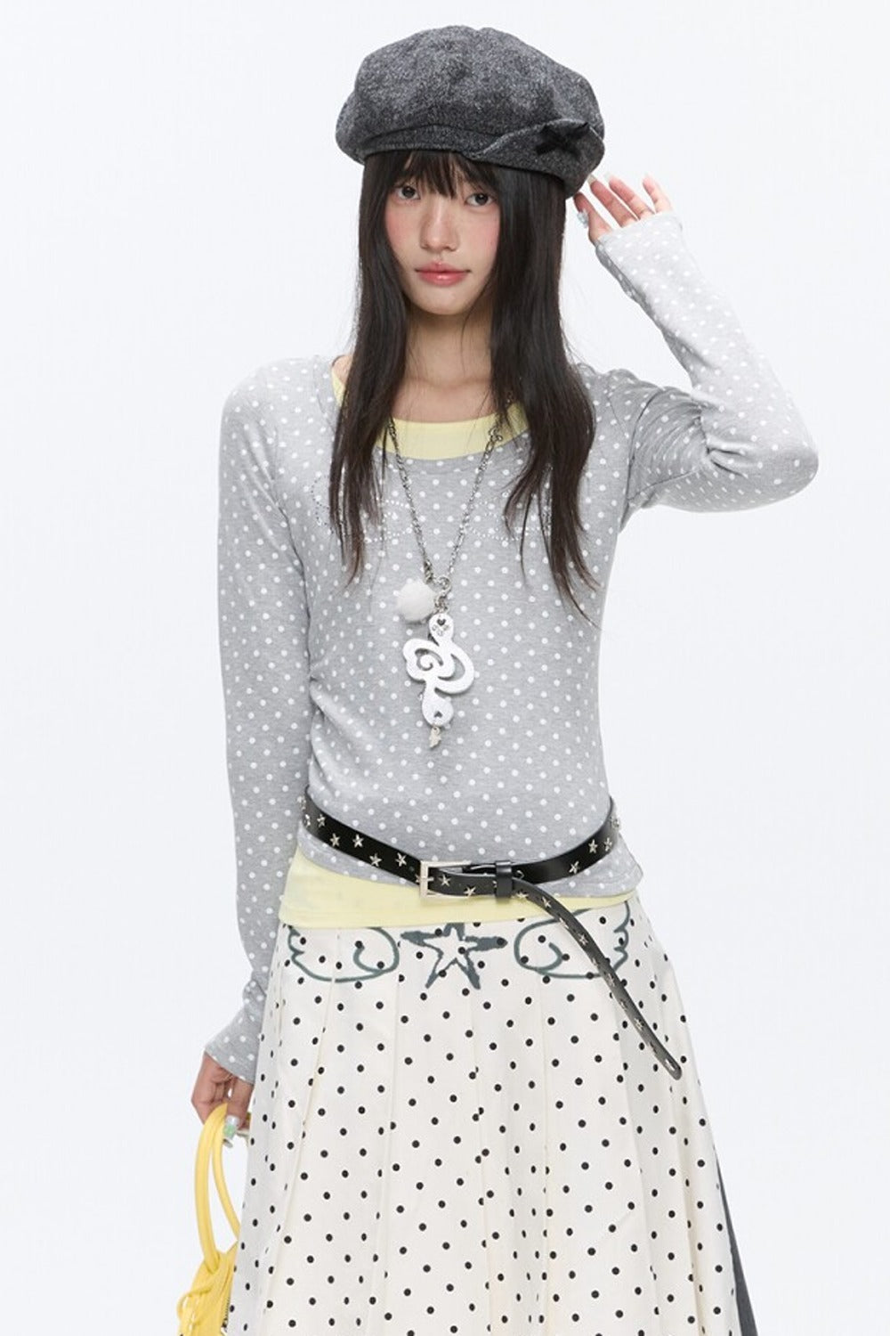 Polka Dot Layered-Look Blouse