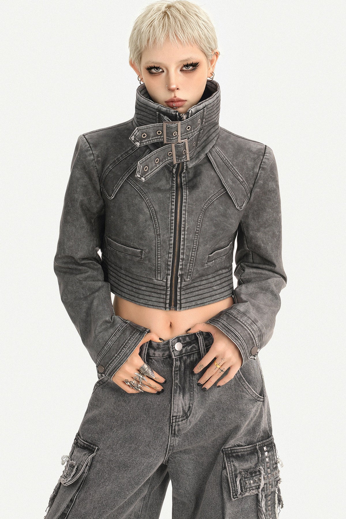 Vintage Distressed Washed Leather Jacket