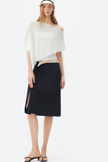 Irregular Linen Asymmetrical Cape Set-Up