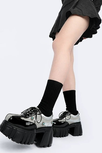 Cyberpunk Silver Chunky Platform Shoes