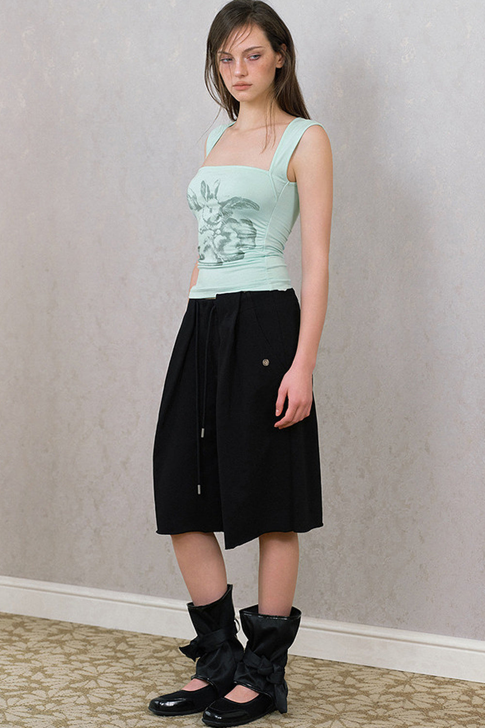 Loose Knit Drawstring Shorts