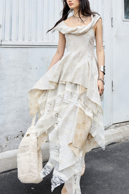 Sculpture-Like Twisted Collar Two-Piece Set-Up