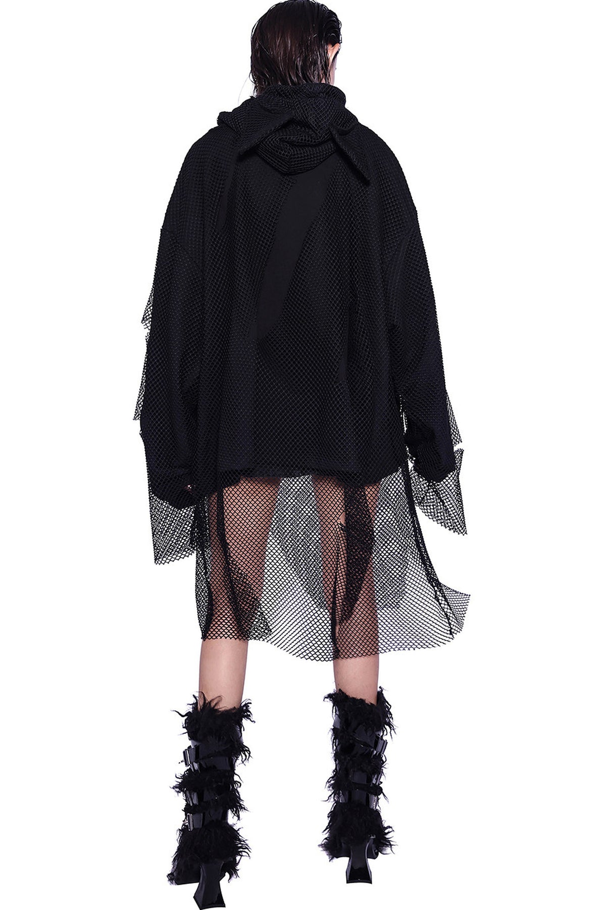 Cat Ear Layered Mesh Hooded Sweatshirt