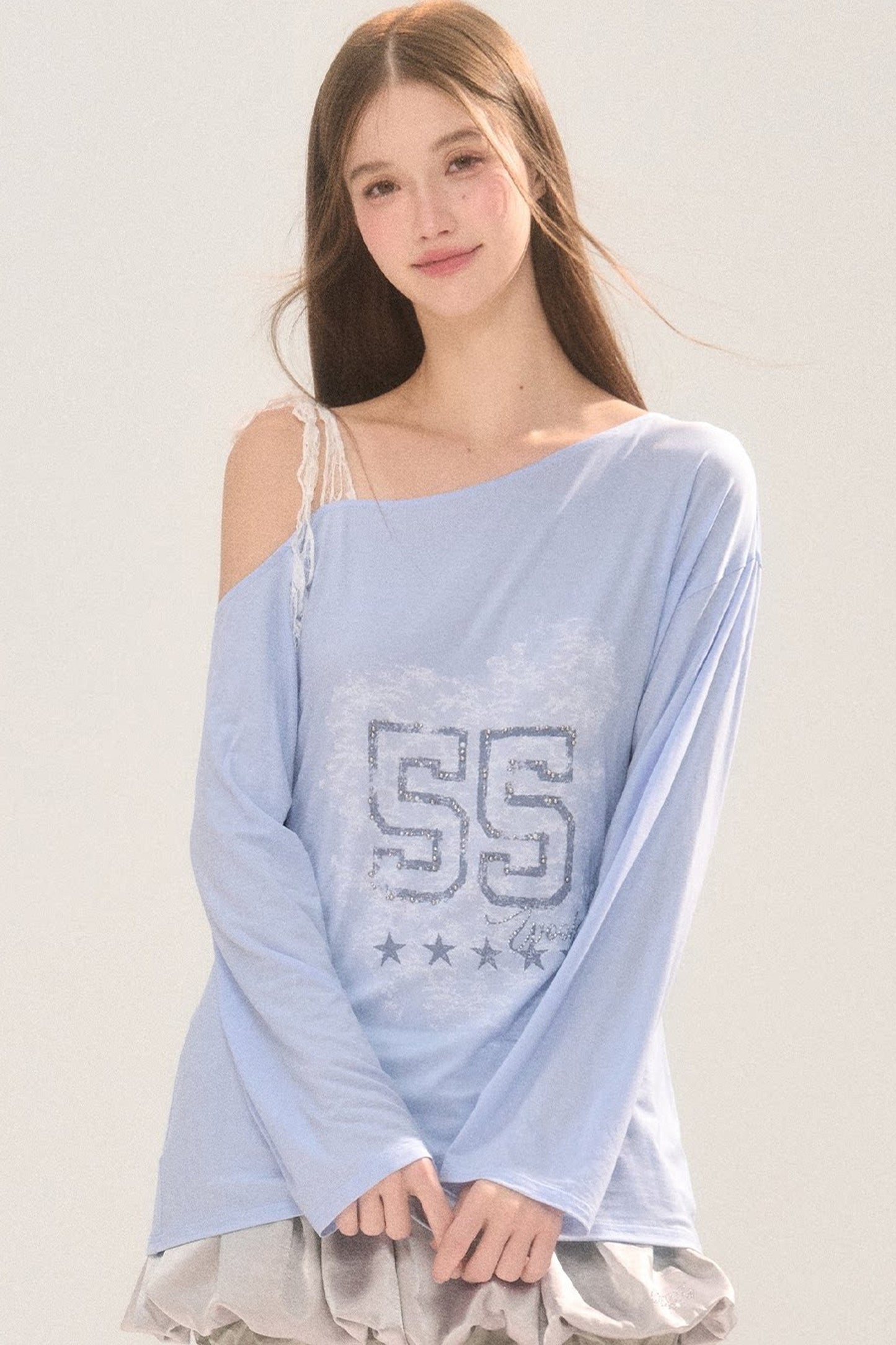 Asymmetrical Lace Shoulder Top