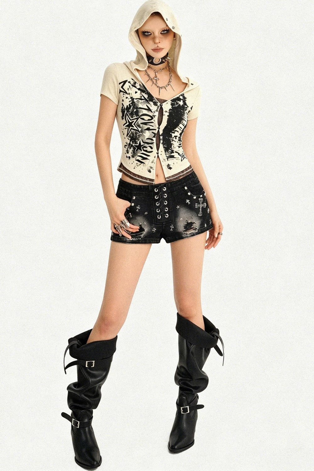 Street Punk Hooded Crop Top