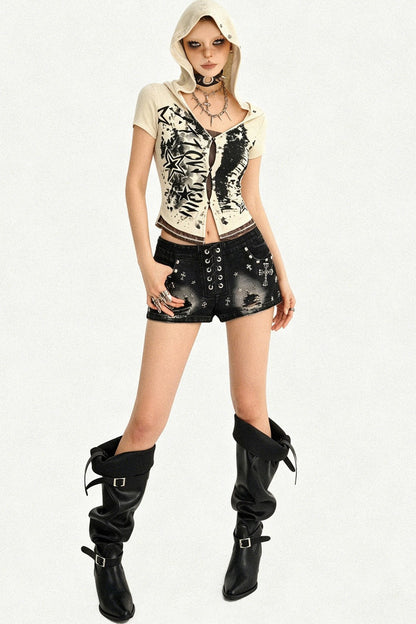 Street Punk Hooded Crop Top