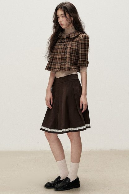 Retro Woolen Pleated Short Jacket
