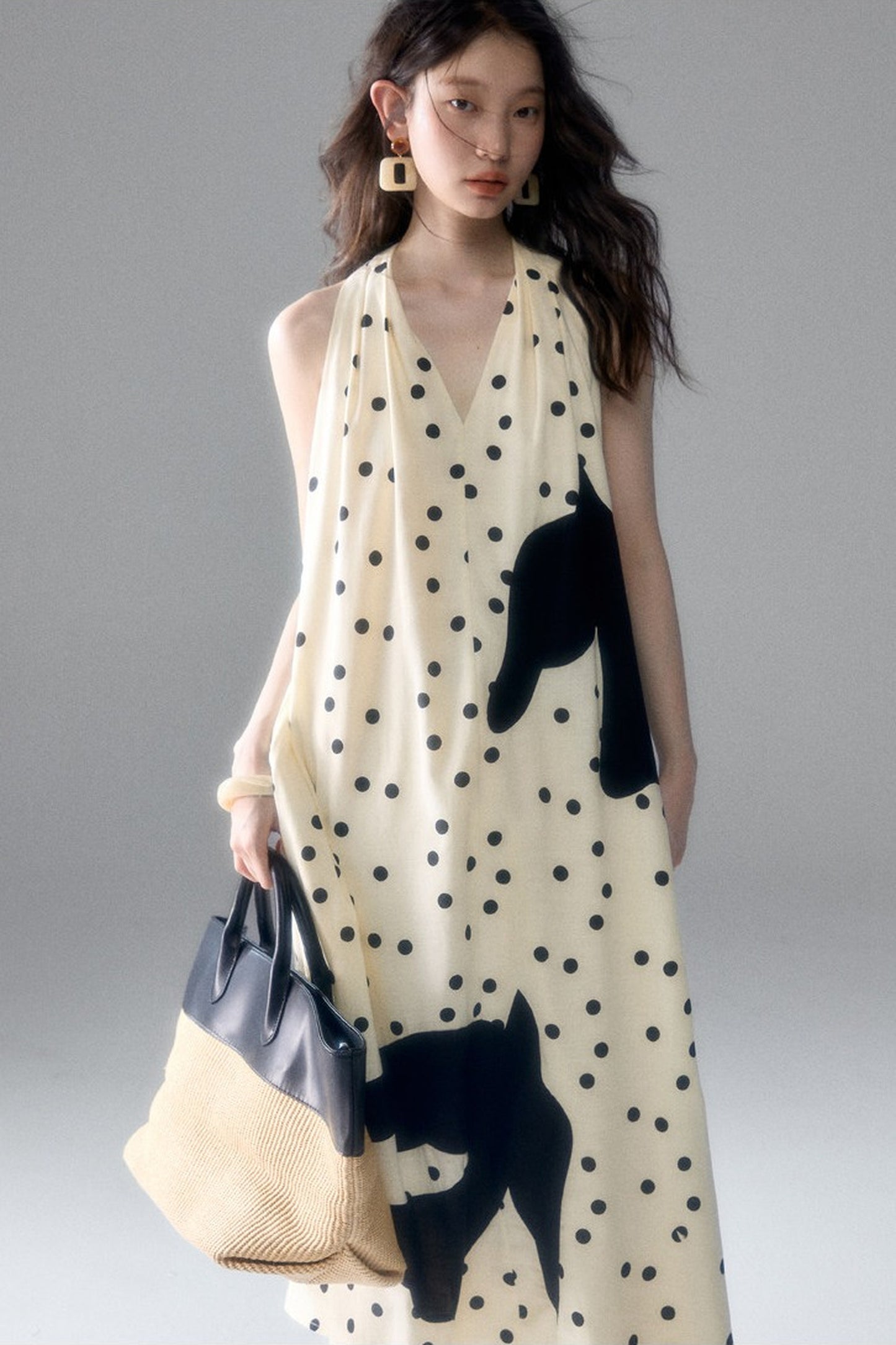 Polka Dot Bird Halter Dress