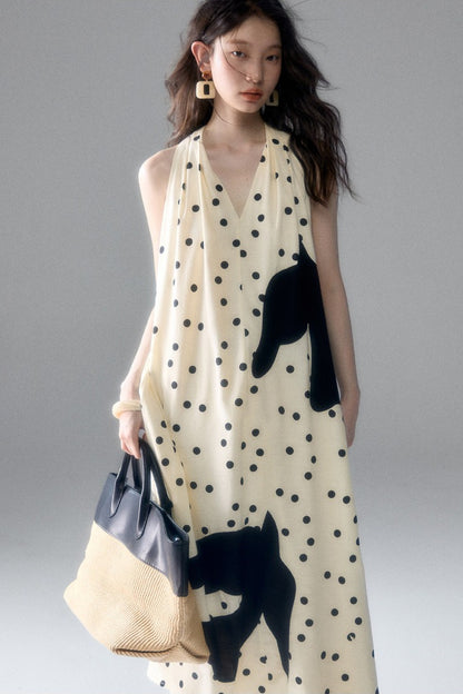 Polka Dot Bird Halter Dress